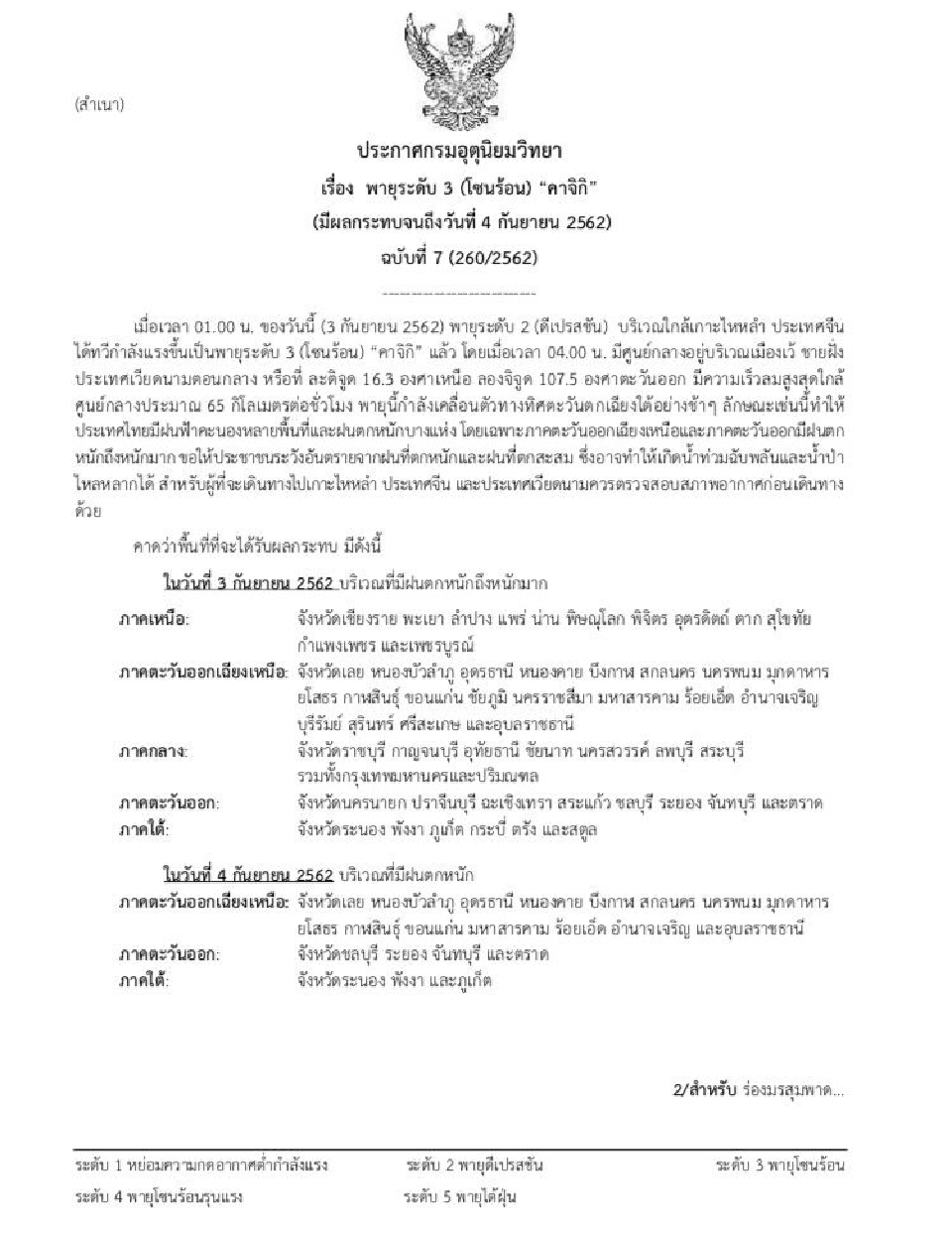 เตือน 53 จ .รับมือผลกระทบพายุระดับ 3 โซนร้อน “คาจิกิ”