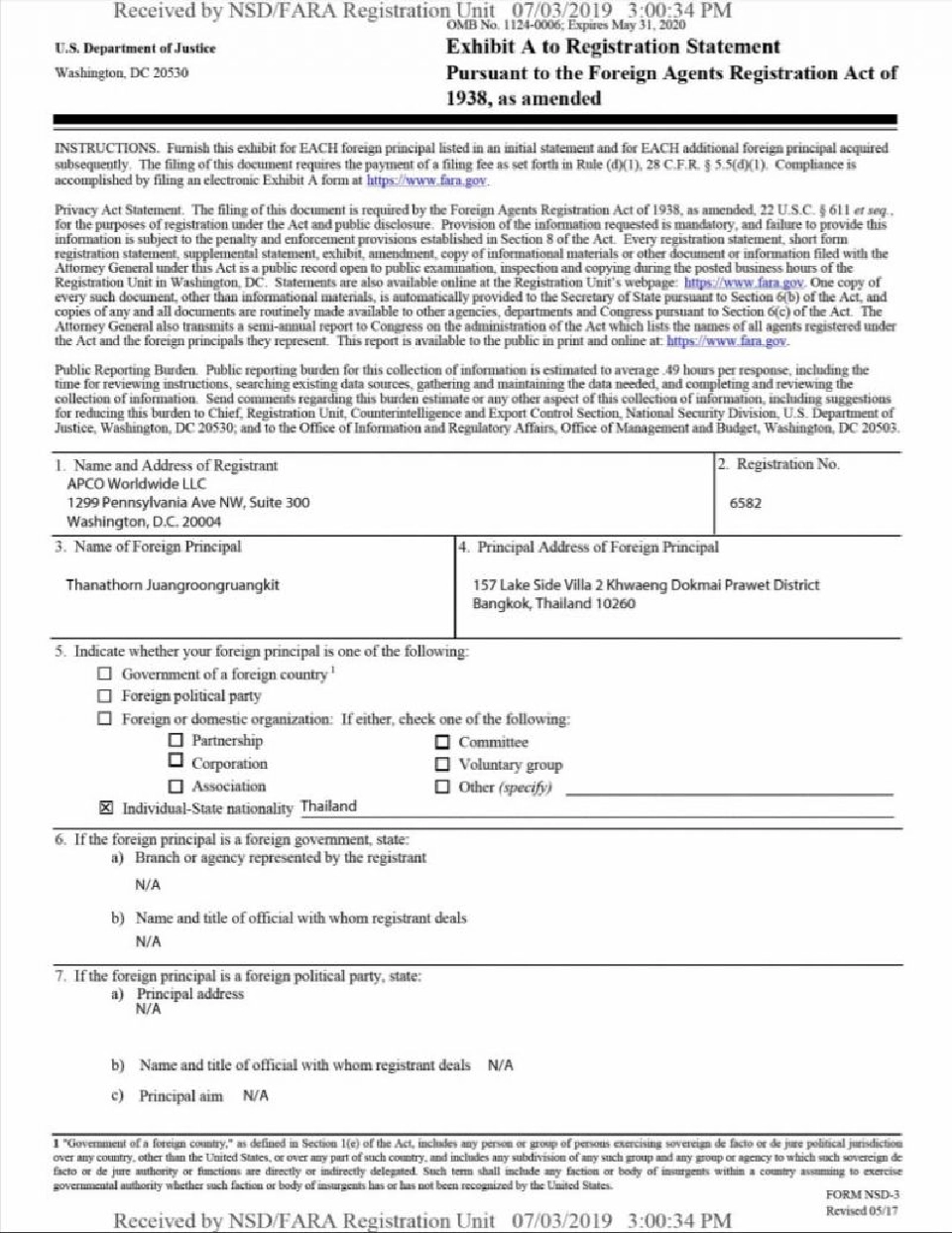 เปิดรายละเอียดสัญญา‘ธนาธร’จ้างล็อบบี้ยิสต์สหรัฐฯ