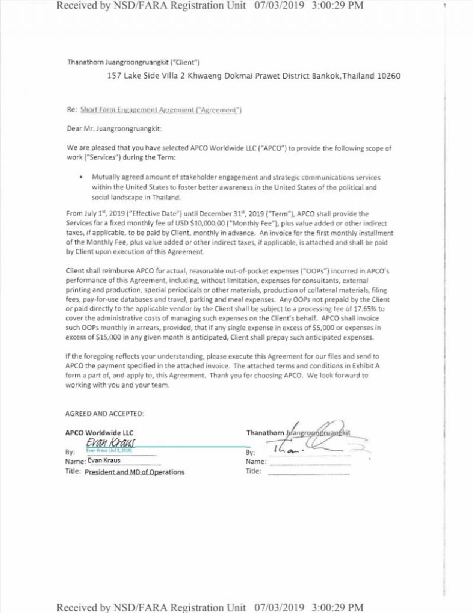 เปิดรายละเอียดสัญญา‘ธนาธร’จ้างล็อบบี้ยิสต์สหรัฐฯ