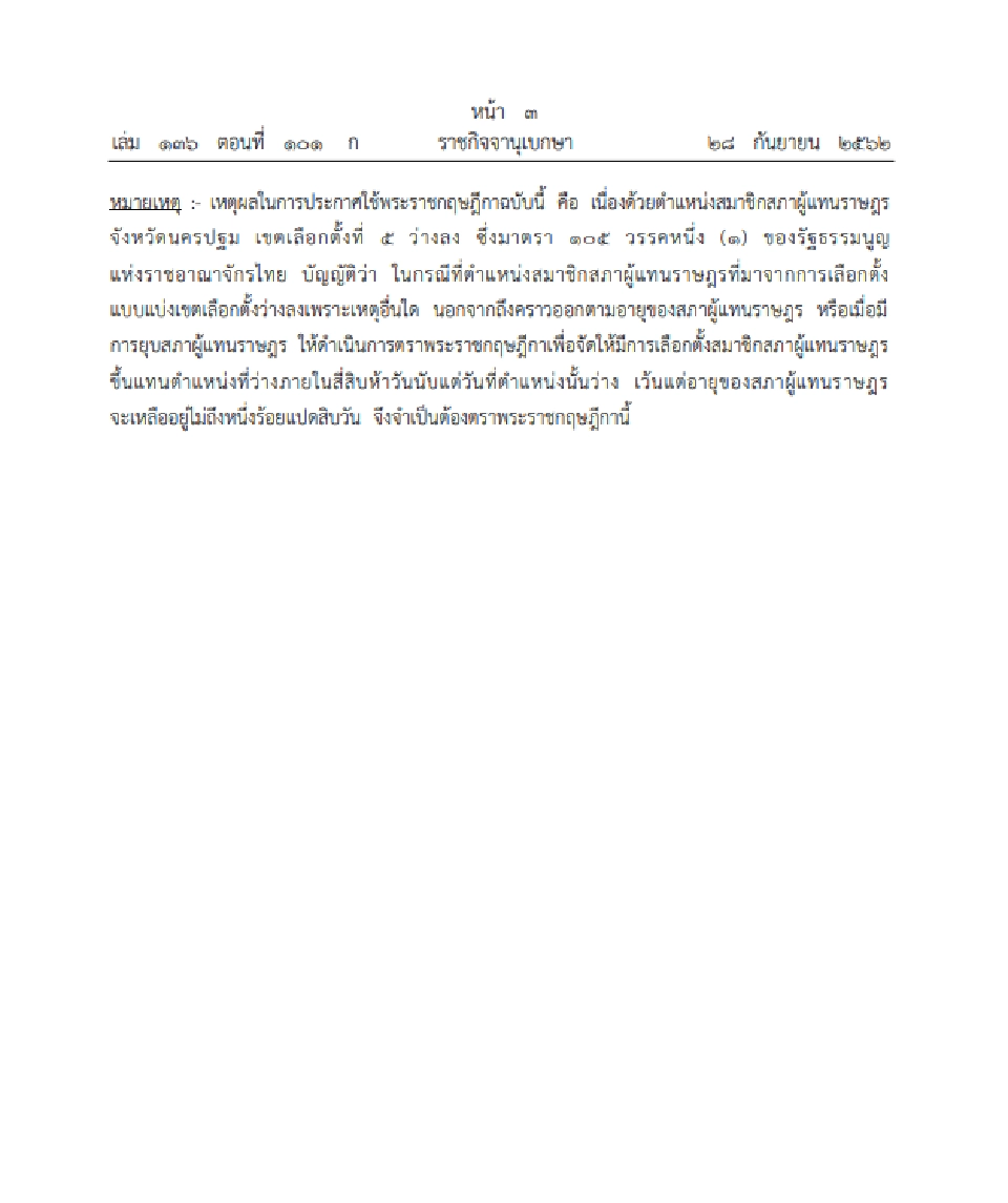 โปรดเกล้าฯพรฎ.เลือกตั้งส.ส.เขต 5 นครปฐม