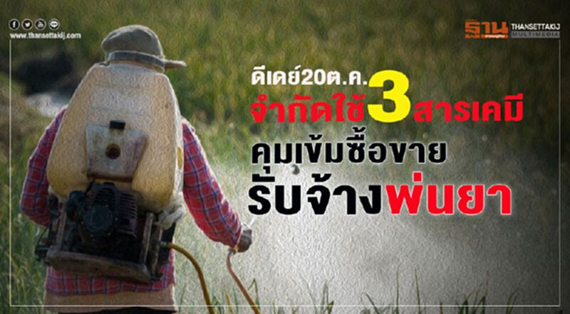 ดีเดย์ 20 ต.ค. จำกัดใช้ 3 สารเคมี คุมเข้มซื้อขาย-รับจ้างพ่นยา ดีเดย์ 20 ต.ค. จำกัดใช้ 3 สารเคมี คุมเข้มซื้อขาย-รับจ้างพ่นยา