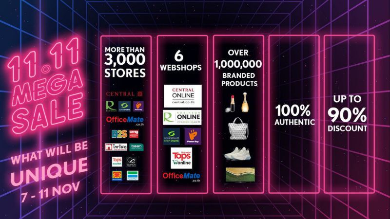 เซ็นทรัล เปิดศึกแคมเปญ “11.11 Mega Sale” จัดโปรเอาใจนักช้อปทุกช่องทาง