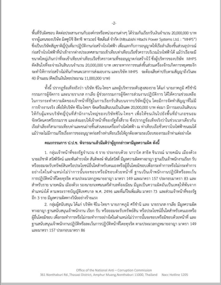  ป.ป.ช.ฟัน“ซิโน-ไทย”พันสินบนข้ามชาติ