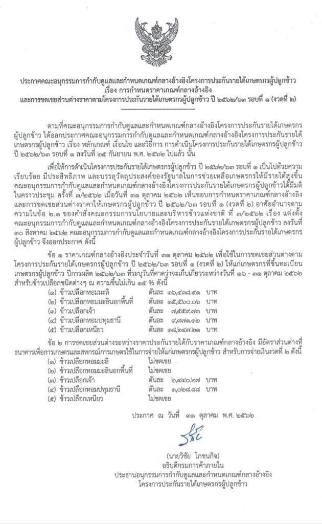 ชาวนารับทรัพย์ ธ.ก.ส.เตรียมจ่ายชดเชยรายได้รอบ3