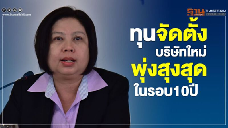 ทุนจัดตั้งบริษัทใหม่พุ่งสุงสุดในรอบ10ปี ทุนจัดตั้งบริษัทใหม่พุ่งสุงสุดในรอบ10ปี