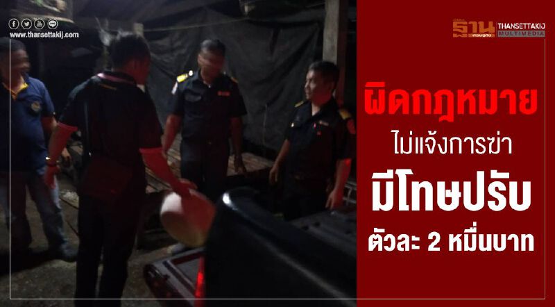 ฆ่าสัตว์ไม่แจ้งการฆ่ามีโทษปรับตัวละ 2 หมื่นบาท