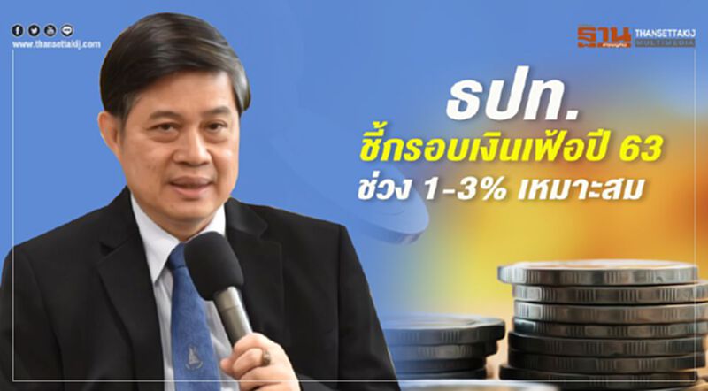 ธปท.ชี้กรอบเงินเฟ้อปี 63 ช่วง 1-3% เหมาะสม ธปท.ชี้กรอบเงินเฟ้อปี 63 ช่วง 1-3% เหมาะสม