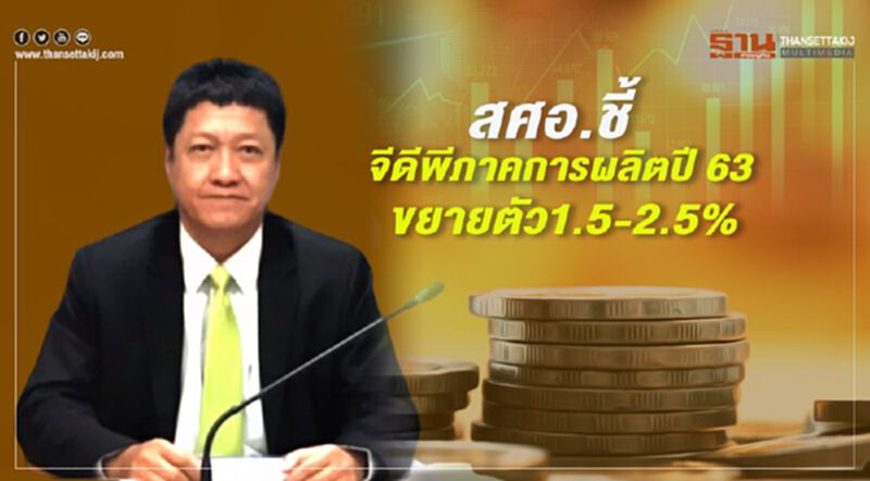 สศอ. ชี้จีดีพีภาคการผลิตปี 63 ขยายตัว 1.5-2.5% สศอ. ชี้จีดีพีภาคการผลิตปี 63 ขยายตัว 1.5-2.5%
