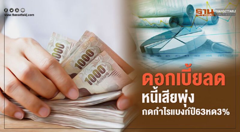 ดอกเบี้ยลด-หนี้เสียพุ่ง กดกำไรแบงก์ปี63 ดอกเบี้ยลด-หนี้เสียพุ่ง กดกำไรแบงก์ปี63
