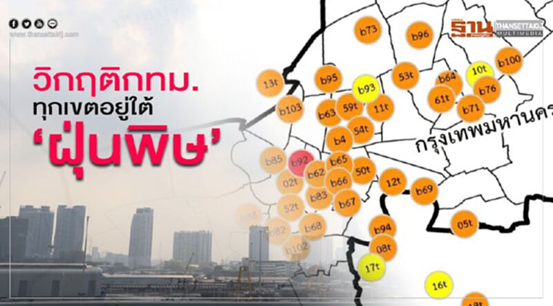 กทม. วิกฤติ “ฝุ่นพิษ” คลุมทุกเขต 100% กทม. วิกฤติ “ฝุ่นพิษ” คลุมทุกเขต 100%