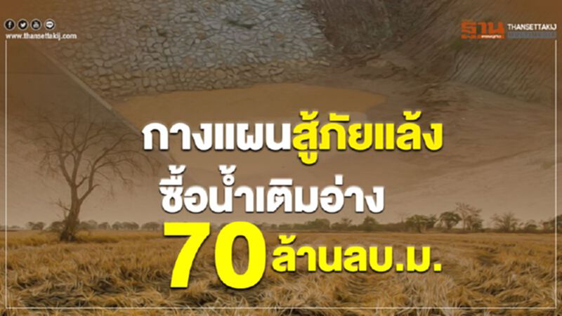 กางแผนสู้ภัยแล้ง ซื้อน้ำเติมอ่าง 70 ล้านลบ.ม. ป้อนอุตฯ กางแผนสู้ภัยแล้ง ซื้อน้ำเติมอ่าง 70 ล้านลบ.ม. ป้อนอุตฯ