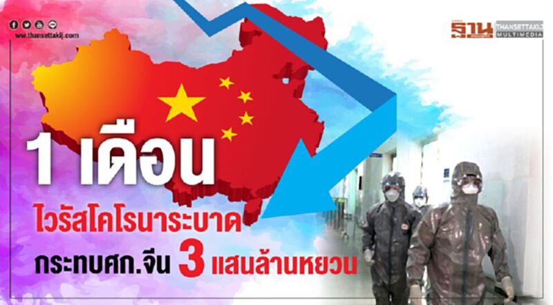 1 เดือนไวรัสโคโรนาระบาด คาดกระทบศก.จีนกว่า 3 แสนล้านหยวน 1 เดือนไวรัสโคโรนาระบาด คาดกระทบศก.จีนกว่า 3 แสนล้านหยวน