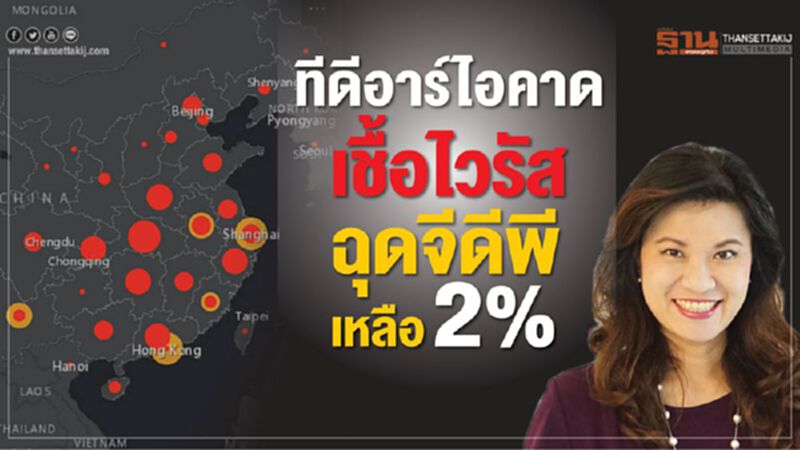 ทีดีอาร์ไอคาดเชื้อไวรัสฉุดจีดีพีเหลือ2% ทีดีอาร์ไอคาดเชื้อไวรัสฉุดจีดีพีเหลือ2%