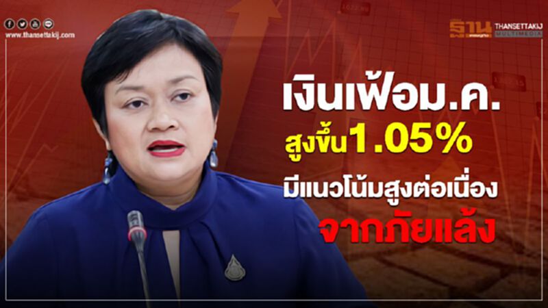 เงินเฟ้อม.ค. สูงขึ้น1.05% มีแนวโน้มสูงต่อเนื่องจากภัยแล้ง เงินเฟ้อม.ค. สูงขึ้น1.05% มีแนวโน้มสูงต่อเนื่องจากภัยแล้ง