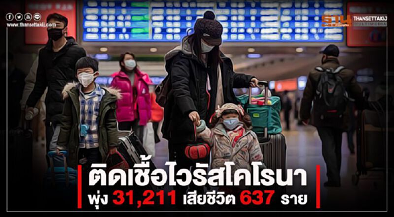 ติดเชื้อไวรัสโคโรนาพุ่ง 31,211 เสียชีวิต 637 ราย ติดเชื้อไวรัสโคโรนาพุ่ง 31,211 เสียชีวิต 637 ราย