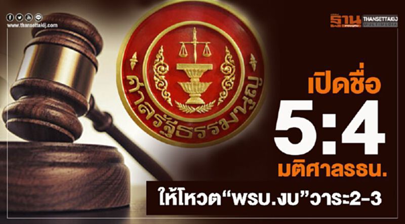 เปิดชื่อ 5:4 มติศาลรธน.ให้โหวต"พรบ.งบ"วาระ 2-3 ใหม่ เปิดชื่อ 5:4 มติศาลรธน.ให้โหวต"พรบ.งบ"วาระ 2-3 ใหม่