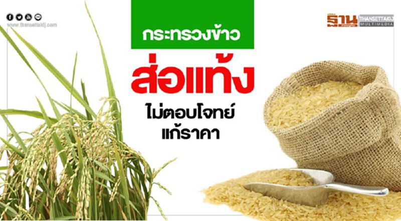 กระทรวงข้าวส่อแท้ง ไม่ตอบโจทย์แก้ราคา กระทรวงข้าวส่อแท้ง ไม่ตอบโจทย์แก้ราคา