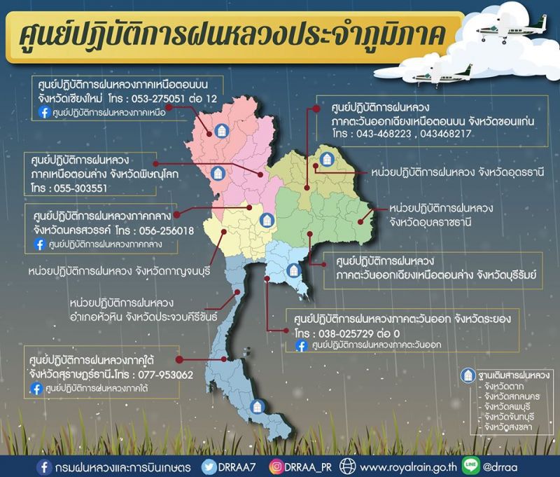 11 หน่วยพร้อมทำฝนหลวงทันทีที่อากาศเอื้ออำนวย