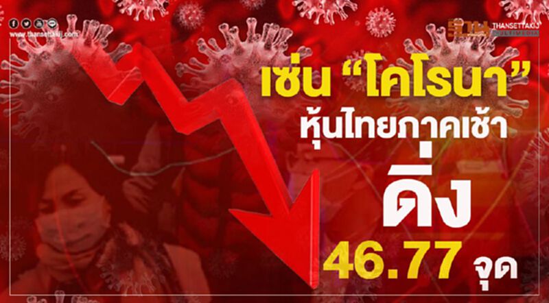 เซ่น"โคโรนา" หุ้นไทยภาคเช้าดิ่ง 46.77 จุด เซ่น"โคโรนา" หุ้นไทยภาคเช้าดิ่ง 46.77 จุด