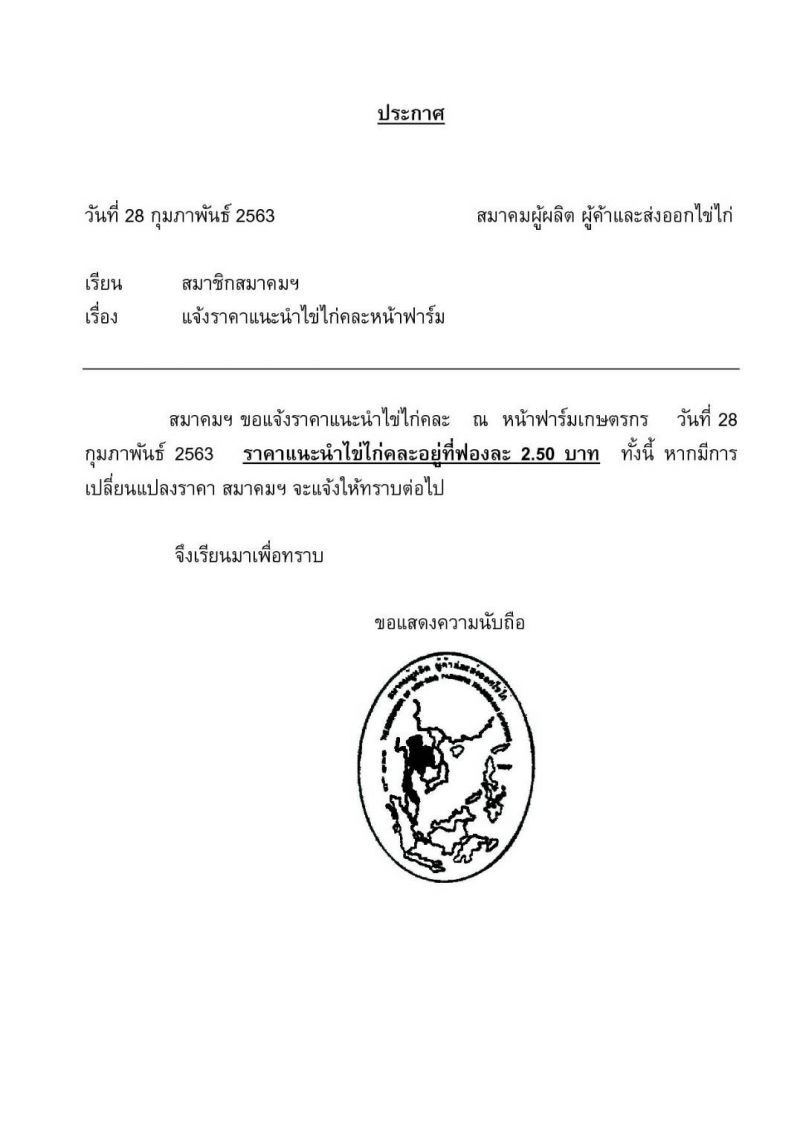 แบกไม่ไหวปรับลดราคาไข่ไก่ 10 สตางค์