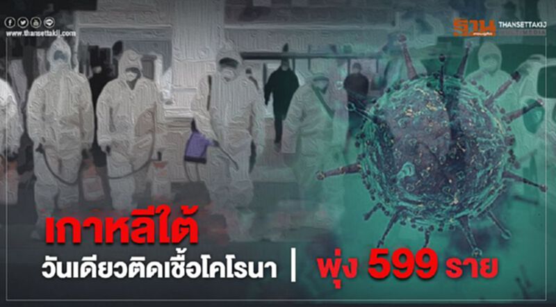 เกาหลีใต้วันเดียวติดเชื้อโคโรนาพุ่ง599ราย เกาหลีใต้วันเดียวติดเชื้อโคโรนาพุ่ง599ราย