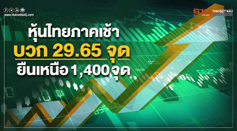 หุ้นไทยภาคเช้าบวก 29.65 จุด ยืนเหนือ 1,400 จุด หุ้นไทยภาคเช้าบวก 29.65 จุด ยืนเหนือ 1,400 จุด