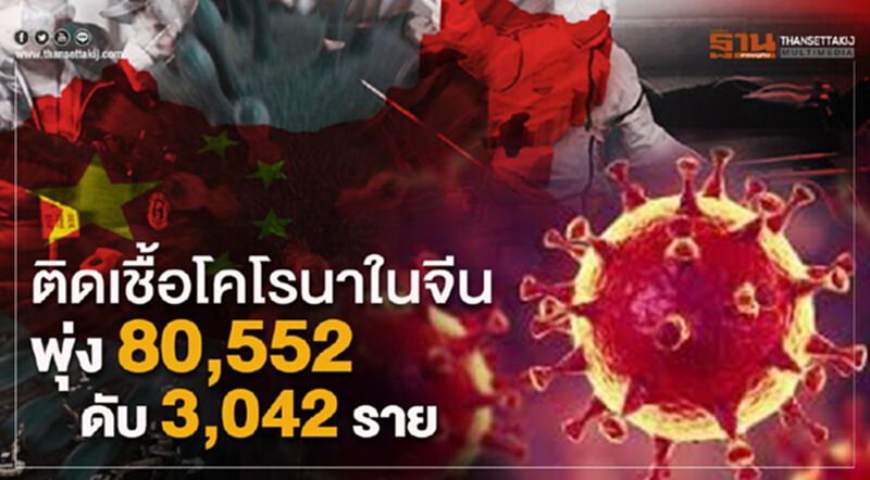 ติดเชื้อไวรัสโคโรนาในจีนพุ่ง 80,552 ดับ 3,042 ราย ติดเชื้อไวรัสโคโรนาในจีนพุ่ง 80,552 ดับ 3,042 ราย
