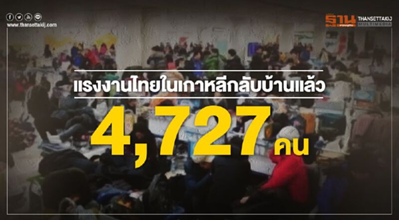 เผยตัวเลขแรงงานไทยในเกาหลีกลับบ้านแล้ว4,727คน เผยตัวเลขแรงงานไทยในเกาหลีกลับบ้านแล้ว4,727คน