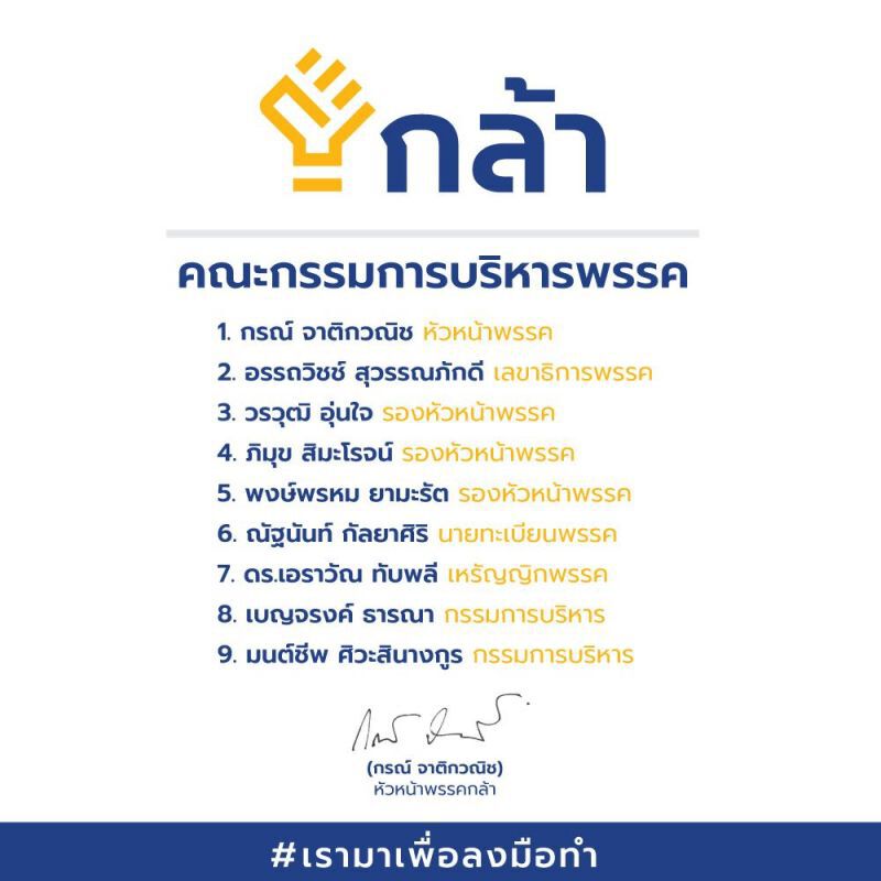 “พรรคกล้า”เคาะ “กรณ์”หัวหน้า “อรรถวิชช์” เลขาฯ 
