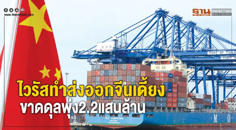 ไวรัสทำส่งออกจีนเดี้ยง ขาดดุลพุ่ง2.2แสนล้าน ไวรัสทำส่งออกจีนเดี้ยง ขาดดุลพุ่ง2.2แสนล้าน