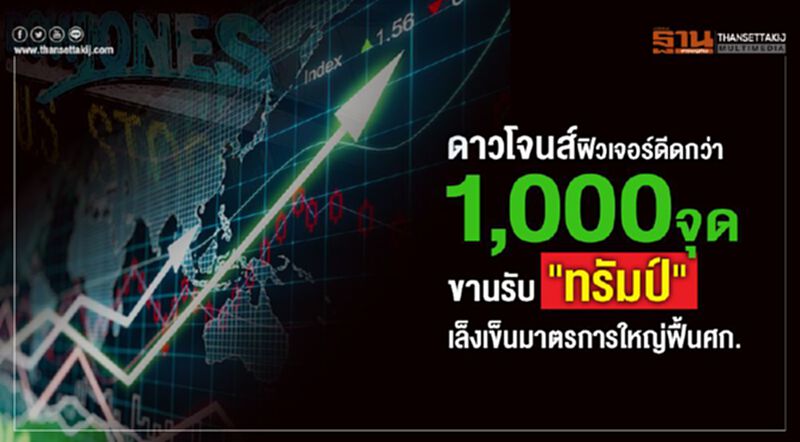 ดาวโจนส์ฟิวเจอร์ดีดกว่า 1,000 จุด รับ "ทรัมป์" เล็งเข็นมาตรการใหญ่ฟื้นศก. ดาวโจนส์ฟิวเจอร์ดีดกว่า 1,000 จุด รับ "ทรัมป์" เล็งเข็นมาตรการใหญ่ฟื้นศก.