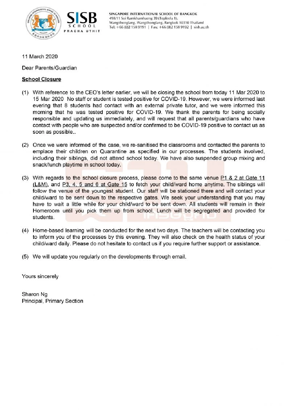 นักเรียน ร.ร.นานาชาติ SISB 8 คน เสี่ยงติดโคโรนา