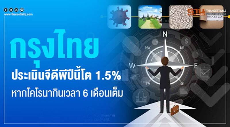 กรุงไทยประเมินจีดีพีปีนี้โต 1.5% หากโคโรนากินเวลา 6 เดือนเต็ม กรุงไทยประเมินจีดีพีปีนี้โต 1.5% หากโคโรนากินเวลา 6 เดือนเต็ม