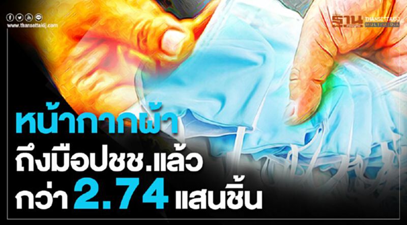 “หน้ากากผ้า”ถึงมือปชช.แล้วกว่า2.74แสนชิ้น “หน้ากากผ้า”ถึงมือปชช.แล้วกว่า2.74แสนชิ้น