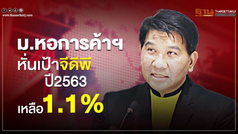 ม.หอการค้าฯหั่นเป้าจีดีพีปี2563เหลือ1.1% ม.หอการค้าฯหั่นเป้าจีดีพีปี2563เหลือ1.1%