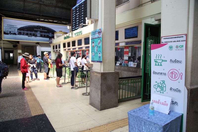 ภาพชุด  ลดความเสี่ยงโรคติดเชื้อไวรัสโคโรนา2019 (COVID-19)  หัวลำโพง และ บนรถไฟ
