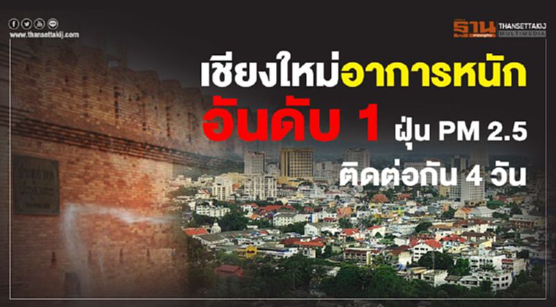เชียงใหม่อาการหนักติดอันดับ 1 ฝุ่น PM 2.5 โลก ติดต่อกัน 4 วัน เชียงใหม่อาการหนักติดอันดับ 1 ฝุ่น PM 2.5 โลก ติดต่อกัน 4 วัน