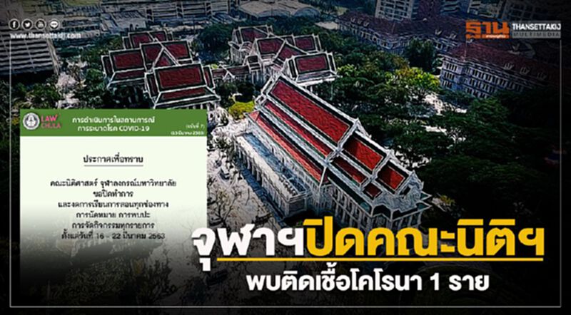 จุฬาฯปิดคณะนิติฯพบติดเชื้อโคโรนาแล้ว1ราย จุฬาฯปิดคณะนิติฯพบติดเชื้อโคโรนาแล้ว1ราย