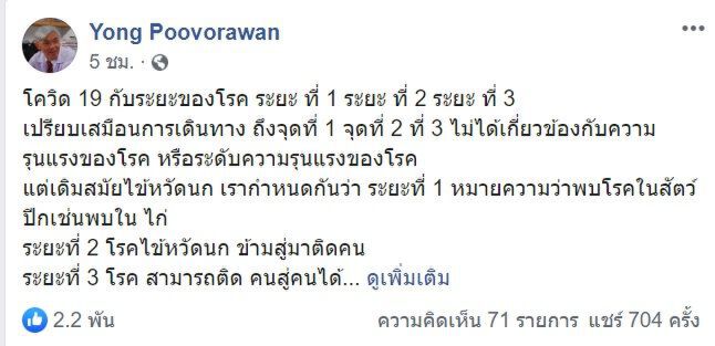 "หมอยง"ชี้ไม่ว่าอยู่ระยะไหน ปชช.ต้องป้องกันตัวเองอย่างเคร่งครัด