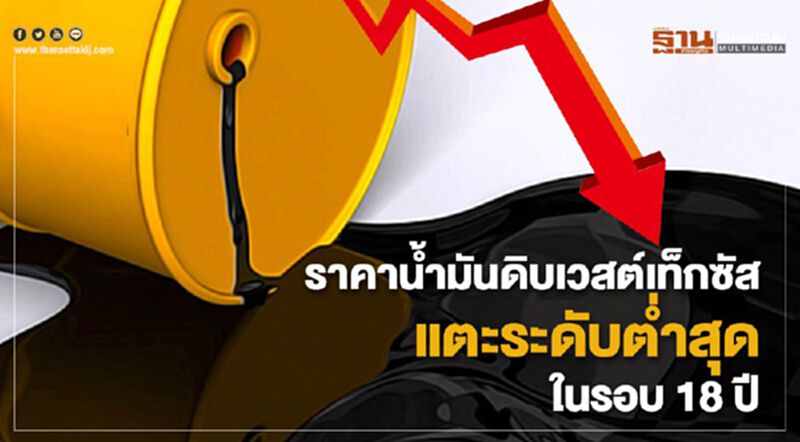 ราคาน้ำมันดิบเวสต์เท็กซัสแตะระดับต่ำสุดในรอบ 18 ปี ราคาน้ำมันดิบเวสต์เท็กซัสแตะระดับต่ำสุดในรอบ 18 ปี