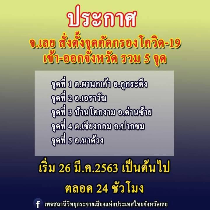 "เลย" ตั้ง5ด่านสกัดโควิดคืนนี้