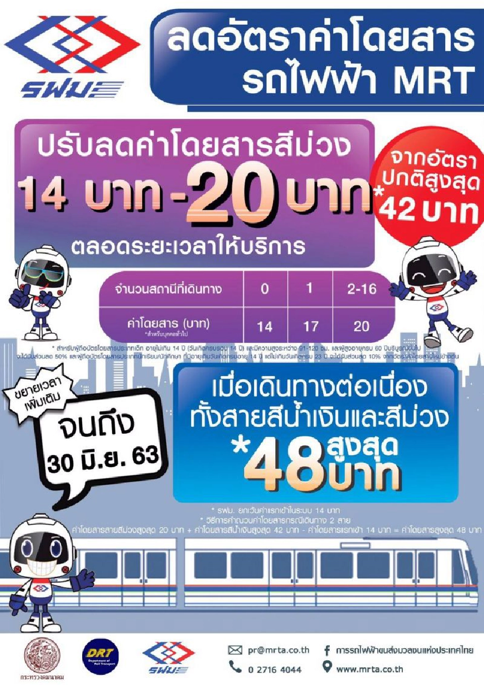  ต่อโปรลดตั๋วสายสีม่วง เริ่ม 14ยาว ถึง 30 มิ.ย.