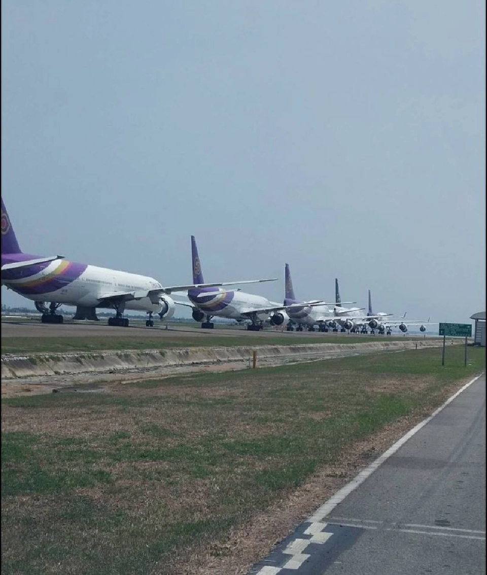 การบินไทยจอดเครื่อง69ลำหลังหยุดบิน