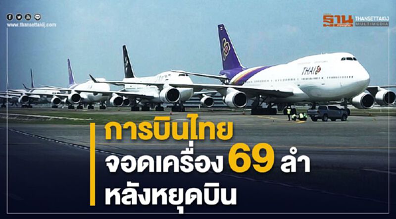 การบินไทยจอดเครื่อง69ลำหลังหยุดบิน การบินไทยจอดเครื่อง69ลำหลังหยุดบิน