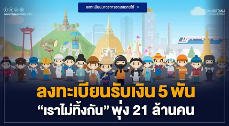 ยอดลงทะเบียน"เราไม่ทิ้งกัน" พุ่ง 21 ล้านคน ยอดลงทะเบียน"เราไม่ทิ้งกัน" พุ่ง 21 ล้านคน