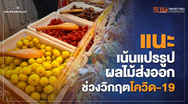 แนะเน้นแปรรูปผลไม้ส่งออก ช่วงวิกฤตโควิด-19 แนะเน้นแปรรูปผลไม้ส่งออก ช่วงวิกฤตโควิด-19