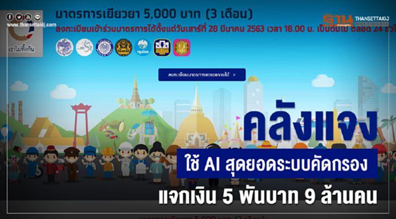 คลังแจงใช้ AI สุดยอดระบบคัดกรองแจกเงิน 5 พันบาท 9 ล้านคน คลังแจงใช้ AI สุดยอดระบบคัดกรองแจกเงิน 5 พันบาท 9 ล้านคน