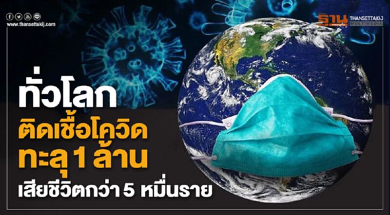 ทั่วโลกติดเชื้อโควิดทะลุ 1 ล้าน เสียชีวิตกว่า5หมื่นราย ทั่วโลกติดเชื้อโควิดทะลุ 1 ล้าน เสียชีวิตกว่า5หมื่นราย
