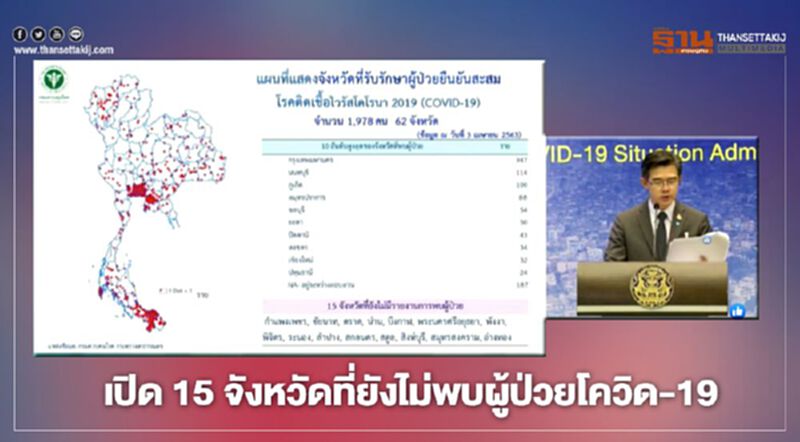 ศบค.เผยมี 15 จังหวัดที่ยังไม่พบผู้ป่วยโควิด-19 ศบค.เผยมี 15 จังหวัดที่ยังไม่พบผู้ป่วยโควิด-19