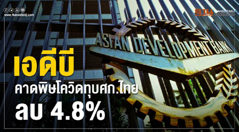 เอดีบีคาดพิษโควิดทุบศก.ไทยลบ 4.8% เอดีบีคาดพิษโควิดทุบศก.ไทยลบ 4.8%
